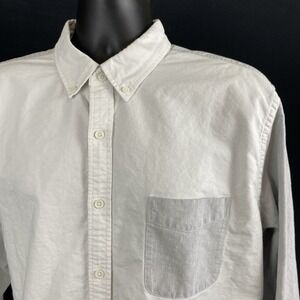 J.Crew Mens Oxford Long Sleeve Color Block Shirt Size XL White and Gray B5561